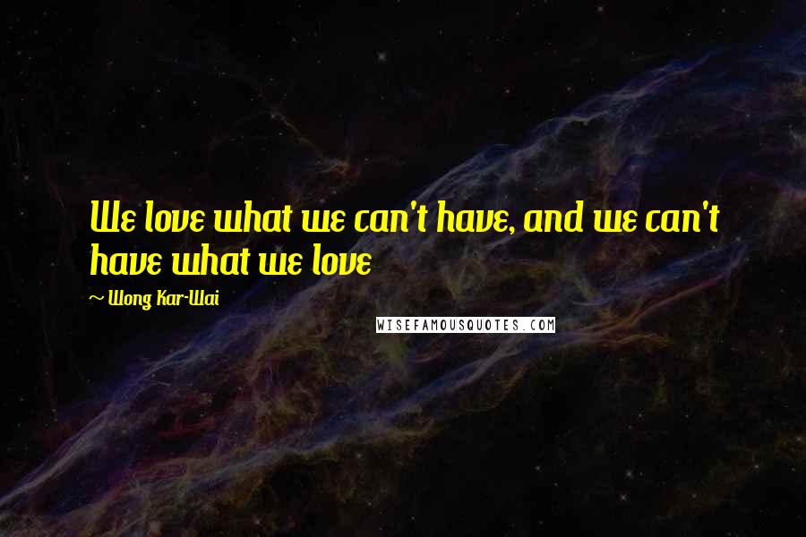 Wong Kar-Wai Quotes: We love what we can't have, and we can't have what we love