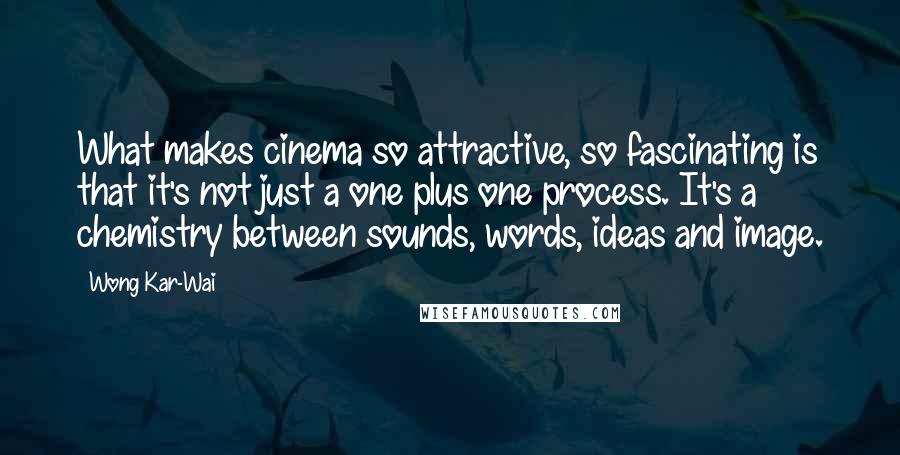 Wong Kar-Wai Quotes: What makes cinema so attractive, so fascinating is that it's not just a one plus one process. It's a chemistry between sounds, words, ideas and image.