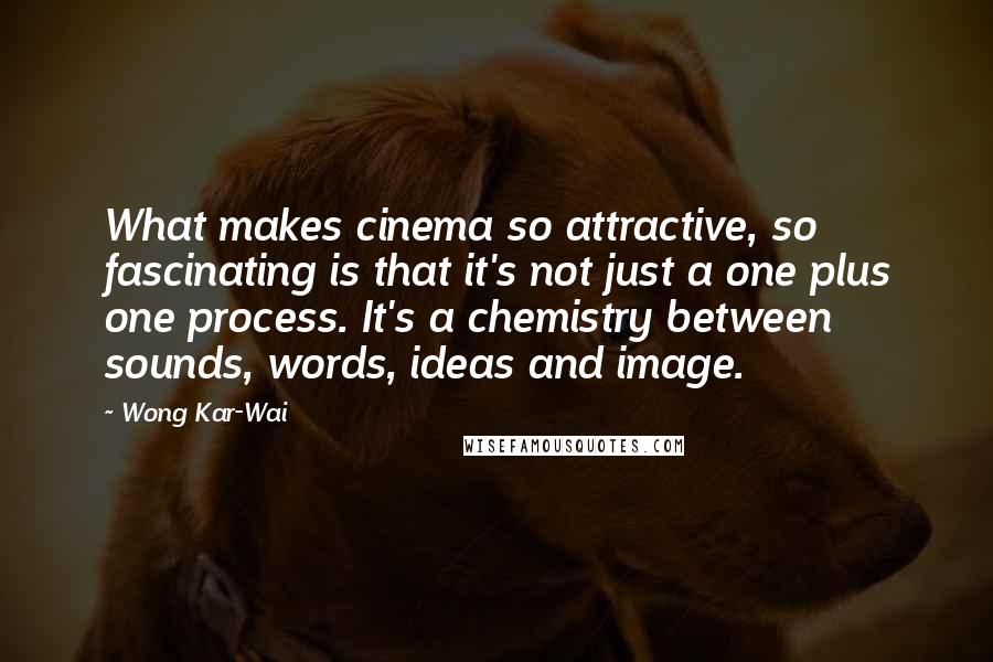 Wong Kar-Wai Quotes: What makes cinema so attractive, so fascinating is that it's not just a one plus one process. It's a chemistry between sounds, words, ideas and image.