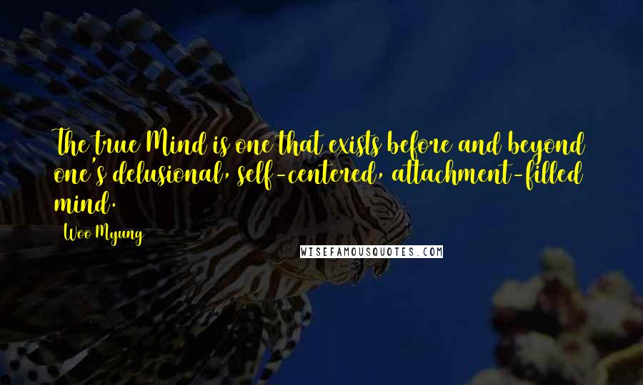 Woo Myung Quotes: The true Mind is one that exists before and beyond one's delusional, self-centered, attachment-filled mind.