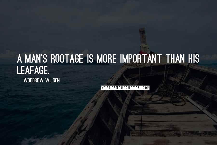 Woodrow Wilson Quotes: A man's rootage is more important than his leafage.