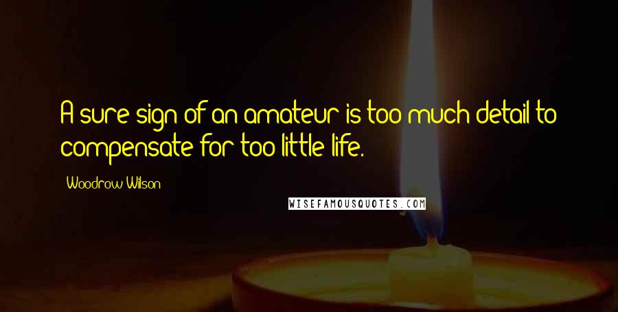 Woodrow Wilson Quotes: A sure sign of an amateur is too much detail to compensate for too little life.