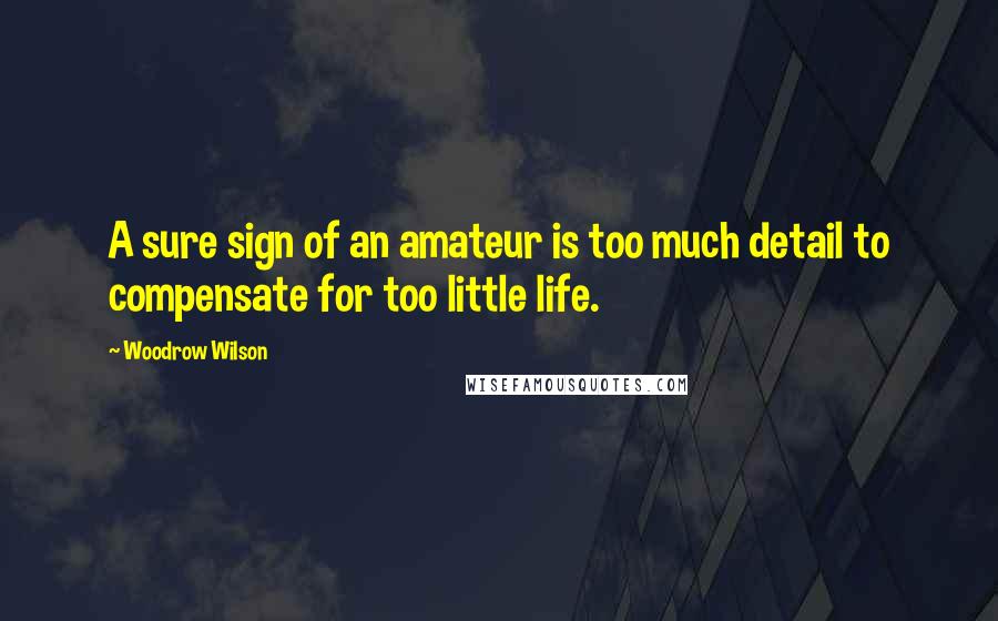Woodrow Wilson Quotes: A sure sign of an amateur is too much detail to compensate for too little life.