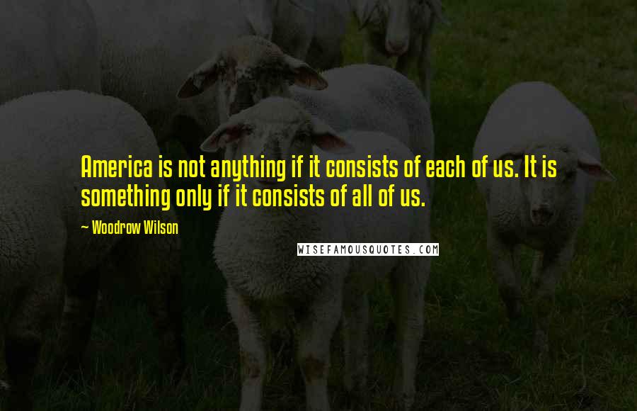 Woodrow Wilson Quotes: America is not anything if it consists of each of us. It is something only if it consists of all of us.