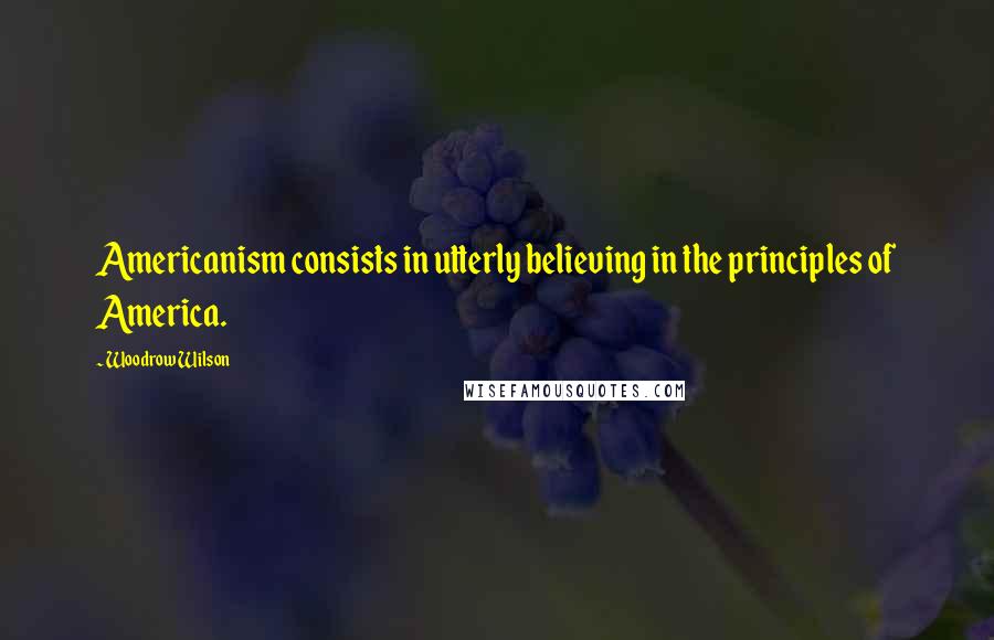 Woodrow Wilson Quotes: Americanism consists in utterly believing in the principles of America.
