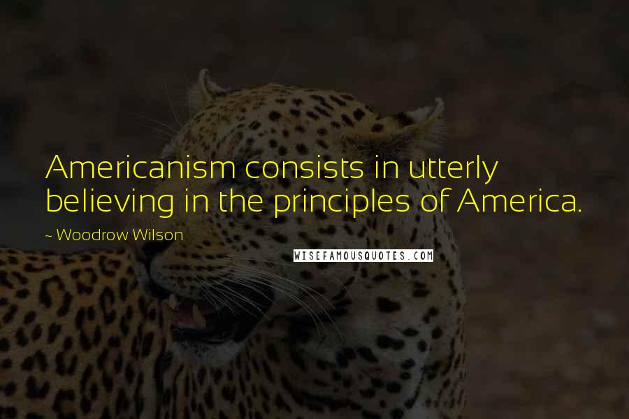 Woodrow Wilson Quotes: Americanism consists in utterly believing in the principles of America.