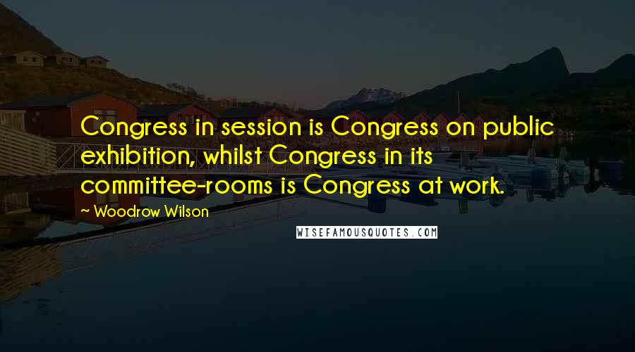 Woodrow Wilson Quotes: Congress in session is Congress on public exhibition, whilst Congress in its committee-rooms is Congress at work.