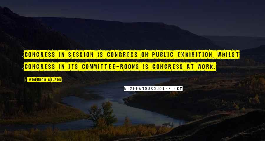 Woodrow Wilson Quotes: Congress in session is Congress on public exhibition, whilst Congress in its committee-rooms is Congress at work.