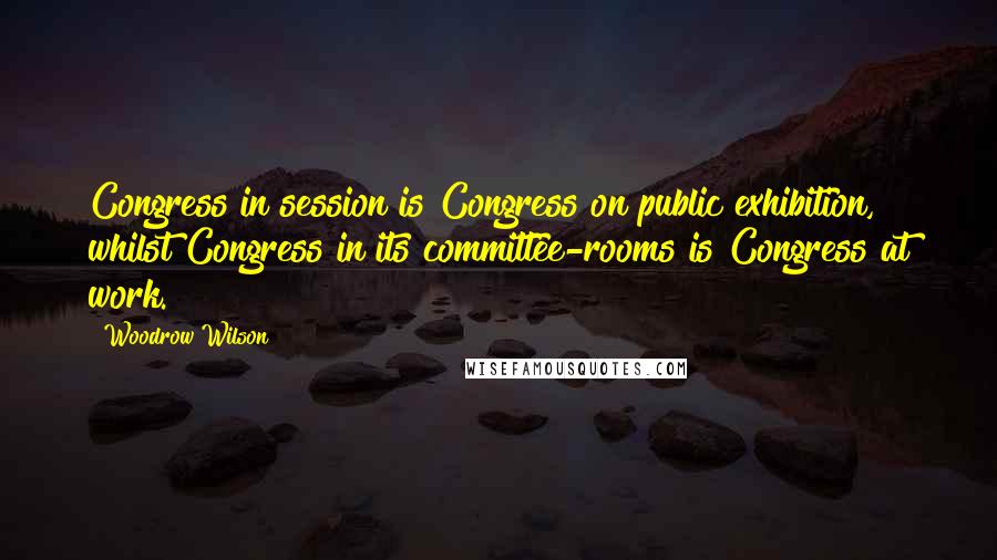 Woodrow Wilson Quotes: Congress in session is Congress on public exhibition, whilst Congress in its committee-rooms is Congress at work.