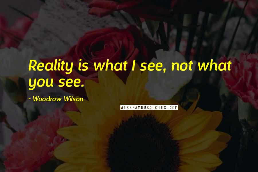 Woodrow Wilson Quotes: Reality is what I see, not what you see.