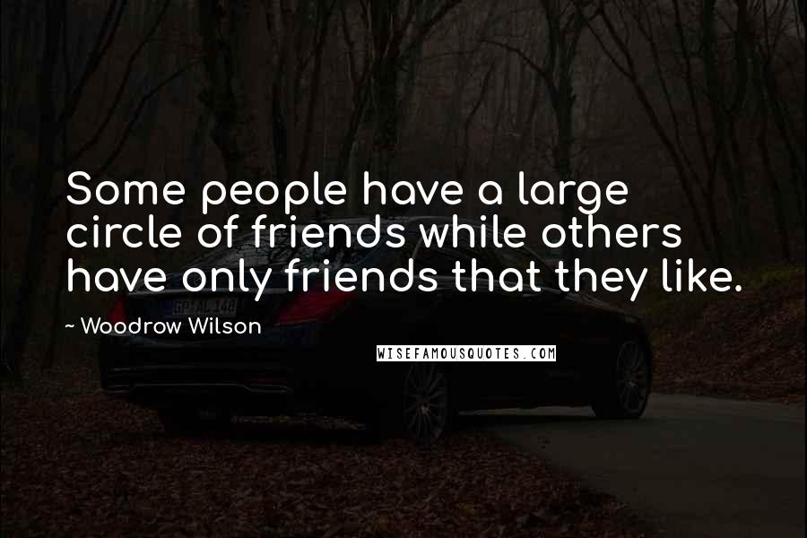 Woodrow Wilson Quotes: Some people have a large circle of friends while others have only friends that they like.
