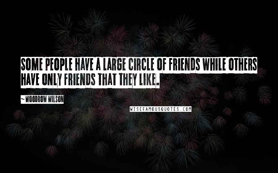 Woodrow Wilson Quotes: Some people have a large circle of friends while others have only friends that they like.
