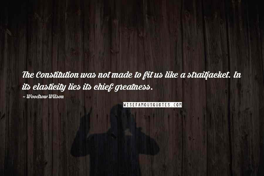 Woodrow Wilson Quotes: The Constitution was not made to fit us like a straitjacket. In its elasticity lies its chief greatness.
