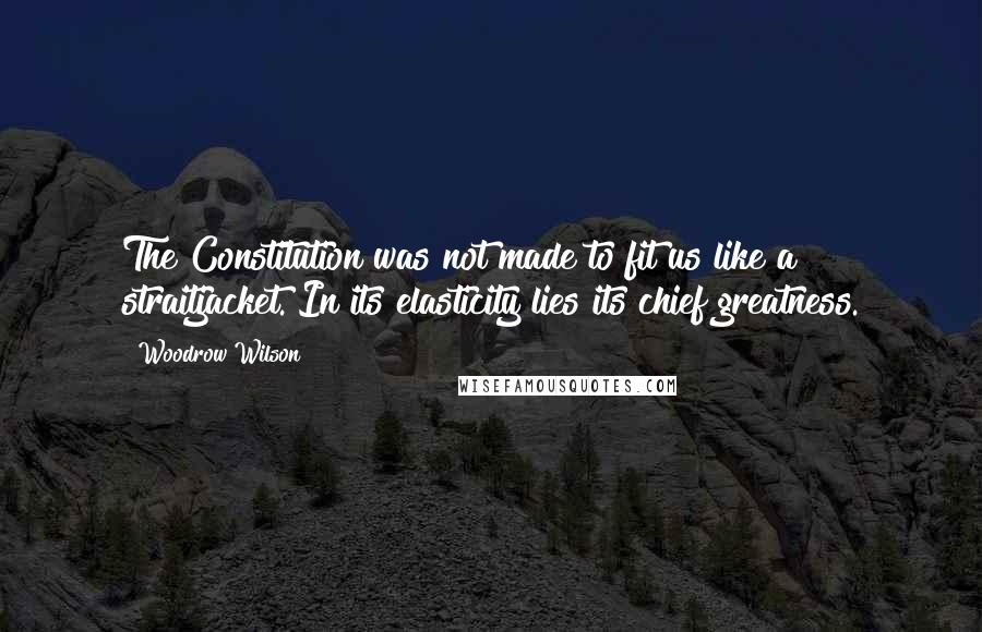 Woodrow Wilson Quotes: The Constitution was not made to fit us like a straitjacket. In its elasticity lies its chief greatness.