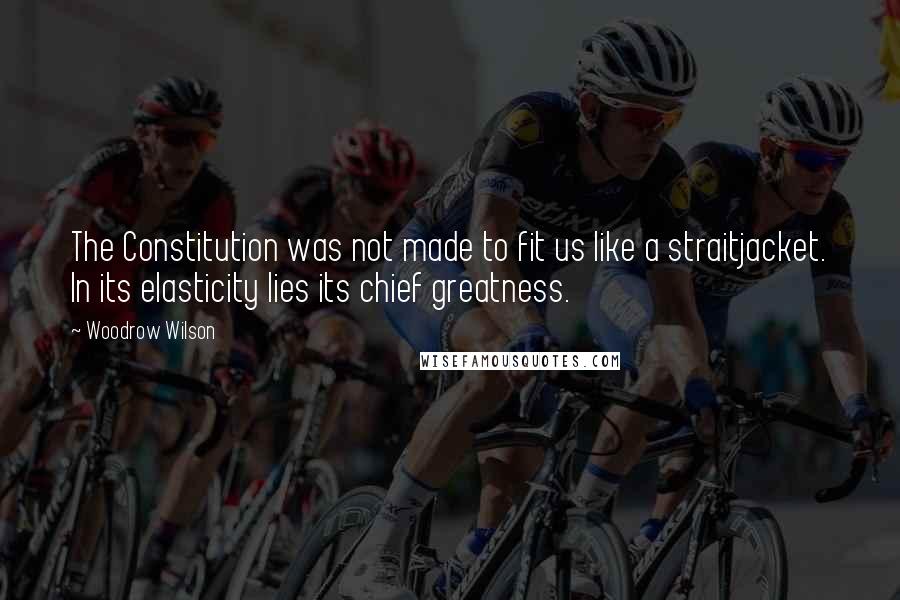 Woodrow Wilson Quotes: The Constitution was not made to fit us like a straitjacket. In its elasticity lies its chief greatness.