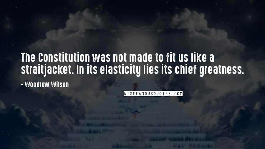 Woodrow Wilson Quotes: The Constitution was not made to fit us like a straitjacket. In its elasticity lies its chief greatness.