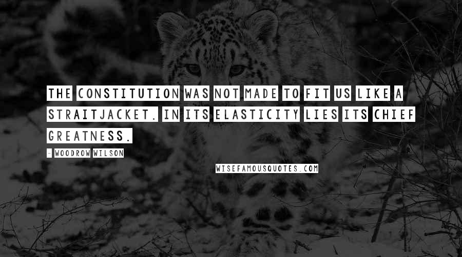 Woodrow Wilson Quotes: The Constitution was not made to fit us like a straitjacket. In its elasticity lies its chief greatness.