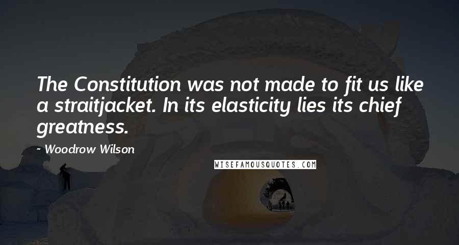 Woodrow Wilson Quotes: The Constitution was not made to fit us like a straitjacket. In its elasticity lies its chief greatness.