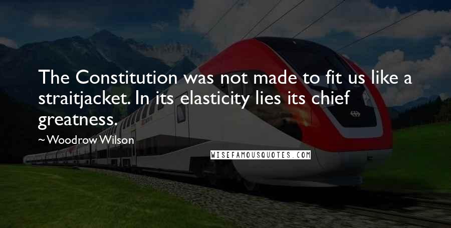 Woodrow Wilson Quotes: The Constitution was not made to fit us like a straitjacket. In its elasticity lies its chief greatness.