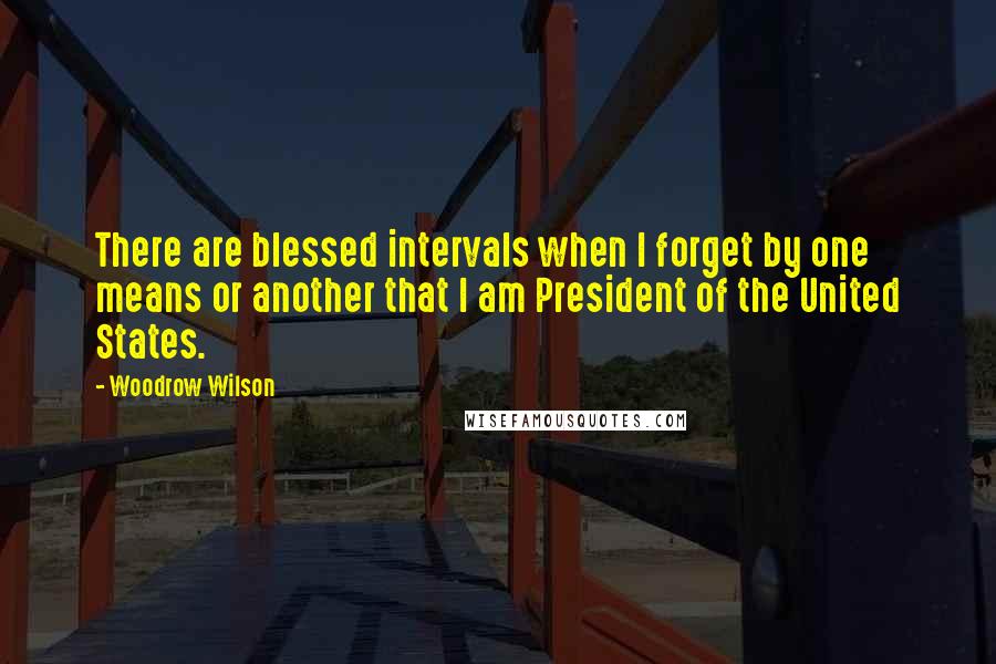 Woodrow Wilson Quotes: There are blessed intervals when I forget by one means or another that I am President of the United States.