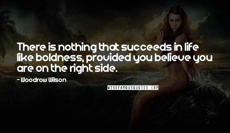 Woodrow Wilson Quotes: There is nothing that succeeds in life like boldness, provided you believe you are on the right side.