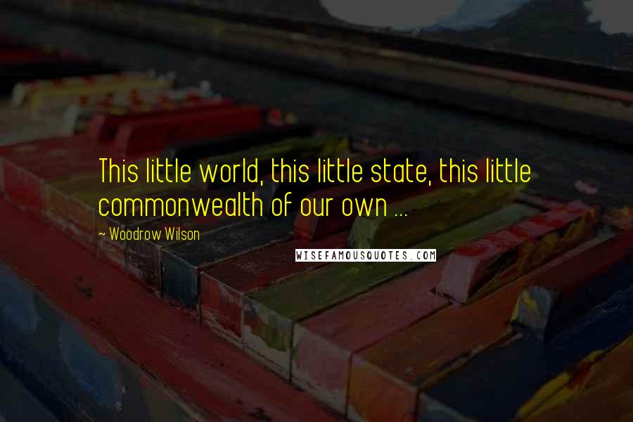 Woodrow Wilson Quotes: This little world, this little state, this little commonwealth of our own ...