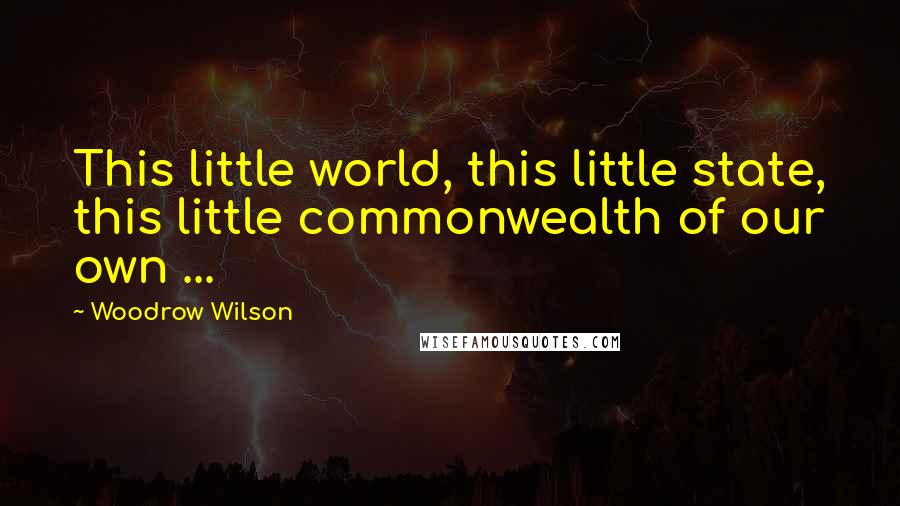 Woodrow Wilson Quotes: This little world, this little state, this little commonwealth of our own ...