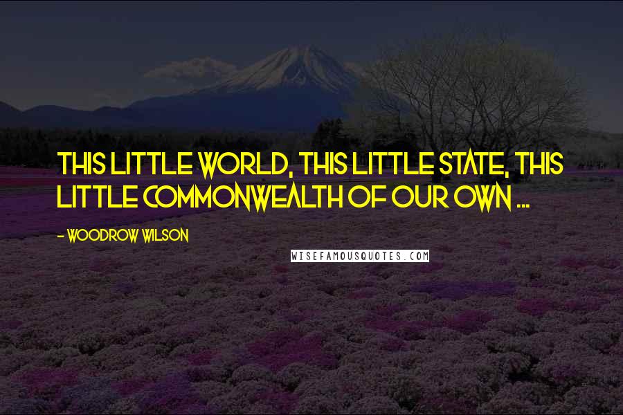 Woodrow Wilson Quotes: This little world, this little state, this little commonwealth of our own ...
