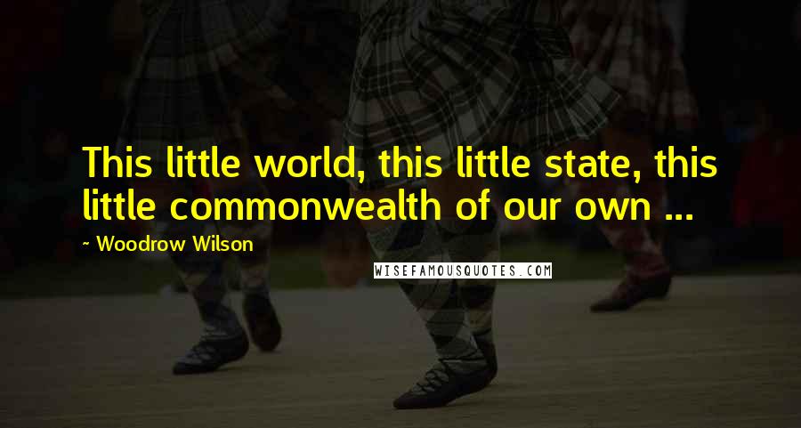 Woodrow Wilson Quotes: This little world, this little state, this little commonwealth of our own ...