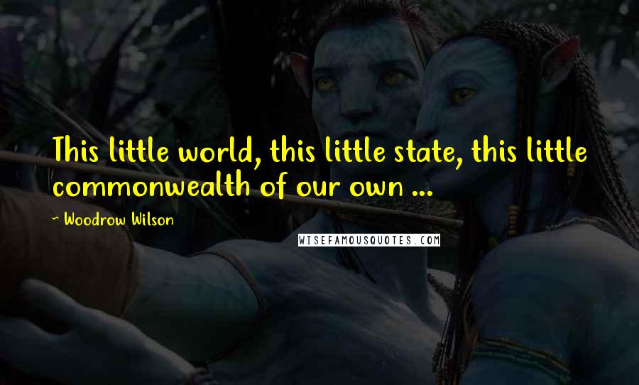 Woodrow Wilson Quotes: This little world, this little state, this little commonwealth of our own ...