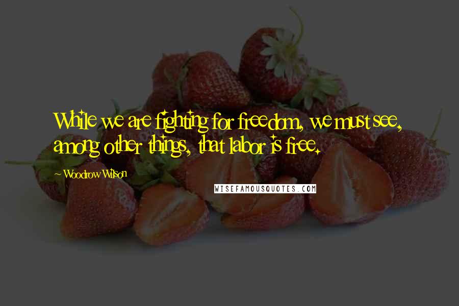 Woodrow Wilson Quotes: While we are fighting for freedom, we must see, among other things, that labor is free.