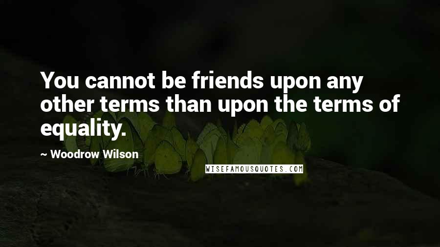 Woodrow Wilson Quotes: You cannot be friends upon any other terms than upon the terms of equality.