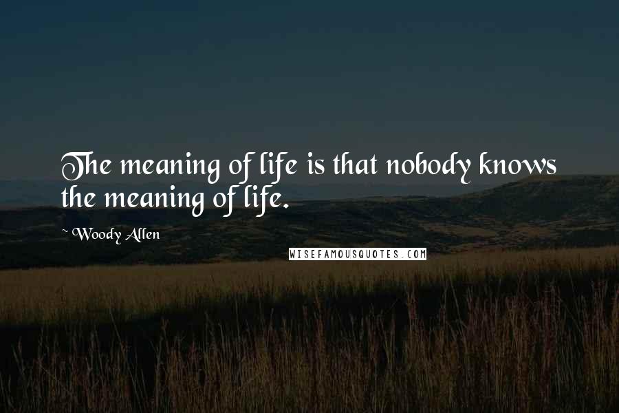 Woody Allen Quotes: The meaning of life is that nobody knows the meaning of life.