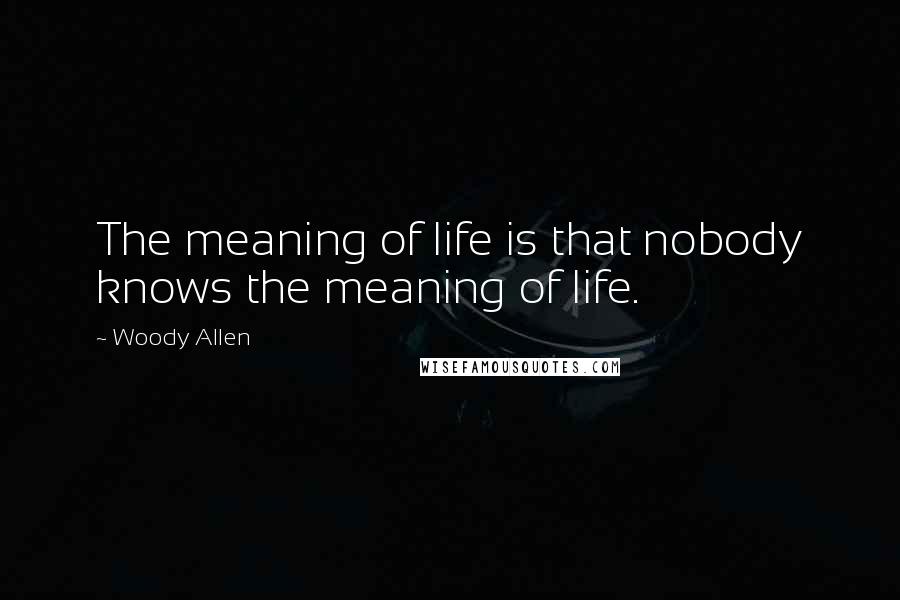 Woody Allen Quotes: The meaning of life is that nobody knows the meaning of life.