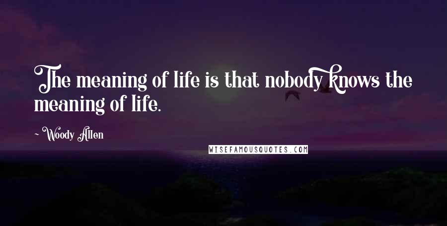 Woody Allen Quotes: The meaning of life is that nobody knows the meaning of life.