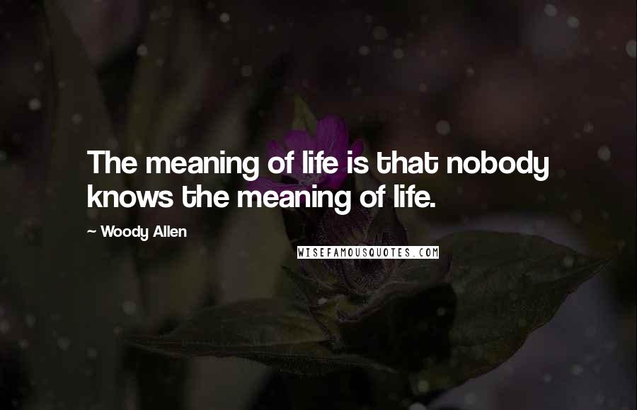 Woody Allen Quotes: The meaning of life is that nobody knows the meaning of life.