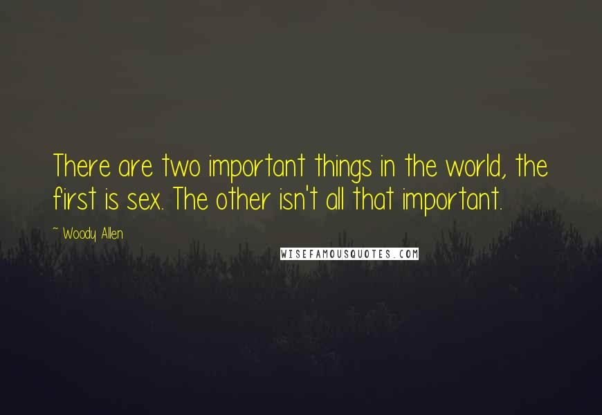 Woody Allen Quotes: There are two important things in the world, the first is sex. The other isn't all that important.