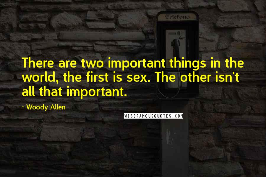 Woody Allen Quotes: There are two important things in the world, the first is sex. The other isn't all that important.