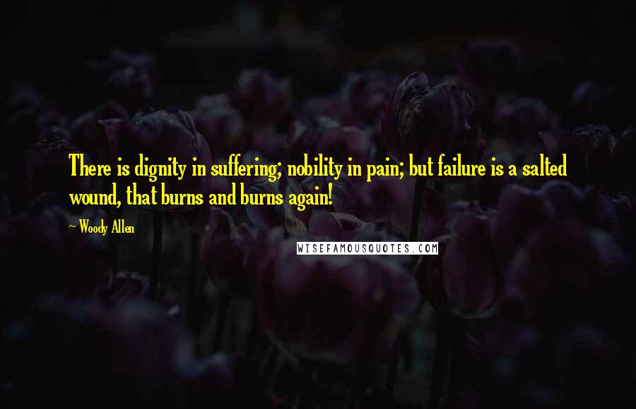 Woody Allen Quotes: There is dignity in suffering; nobility in pain; but failure is a salted wound, that burns and burns again!