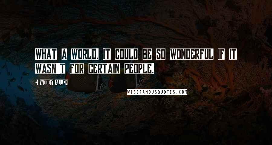 Woody Allen Quotes: What a world. It could be so wonderful if it wasn't for certain people.