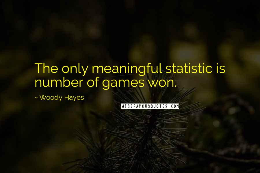 Woody Hayes Quotes: The only meaningful statistic is number of games won.