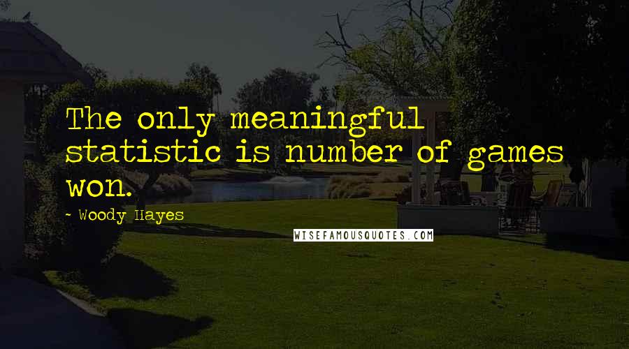 Woody Hayes Quotes: The only meaningful statistic is number of games won.