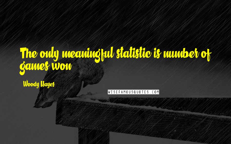 Woody Hayes Quotes: The only meaningful statistic is number of games won.