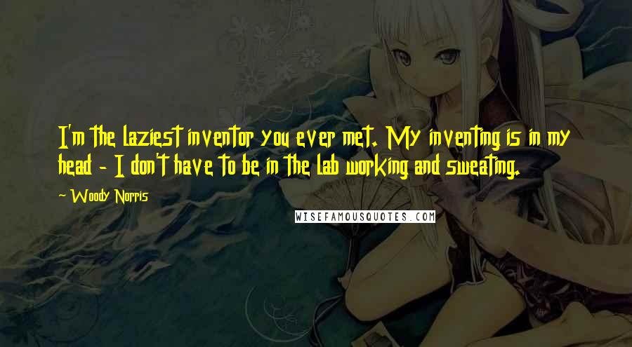 Woody Norris Quotes: I'm the laziest inventor you ever met. My inventing is in my head - I don't have to be in the lab working and sweating.
