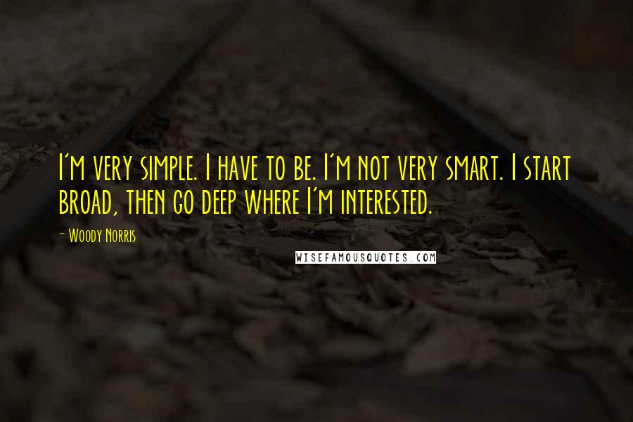 Woody Norris Quotes: I'm very simple. I have to be. I'm not very smart. I start broad, then go deep where I'm interested.