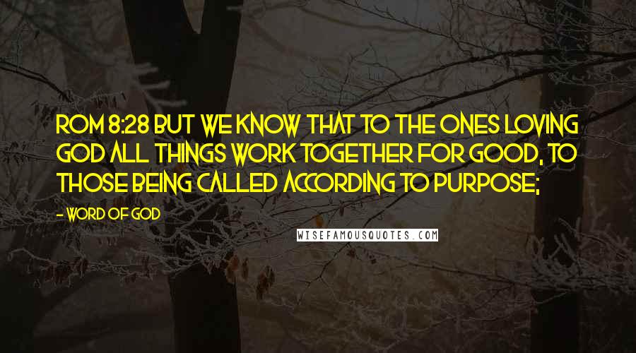 Word Of God Quotes: Rom 8:28 But we know that to the ones loving God all things work together for good, to those being called according to purpose;