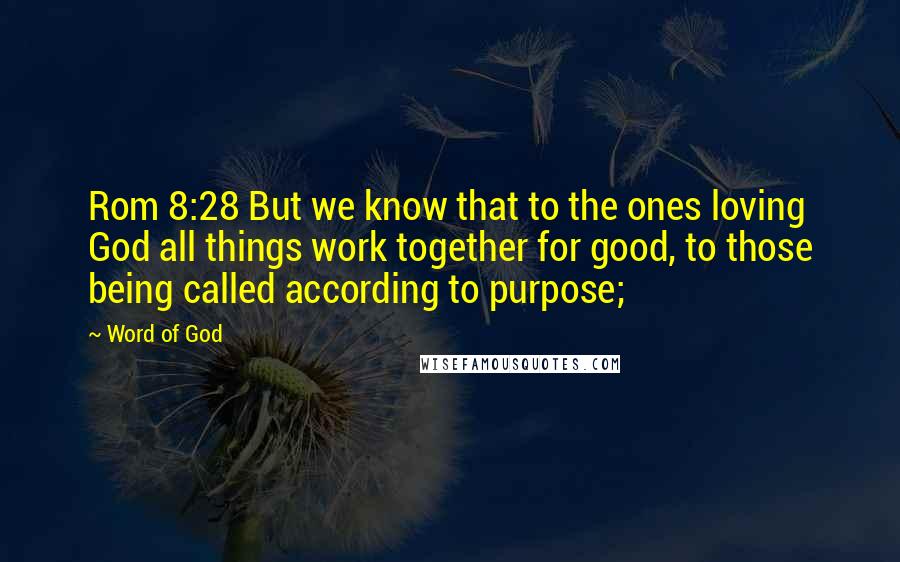 Word Of God Quotes: Rom 8:28 But we know that to the ones loving God all things work together for good, to those being called according to purpose;