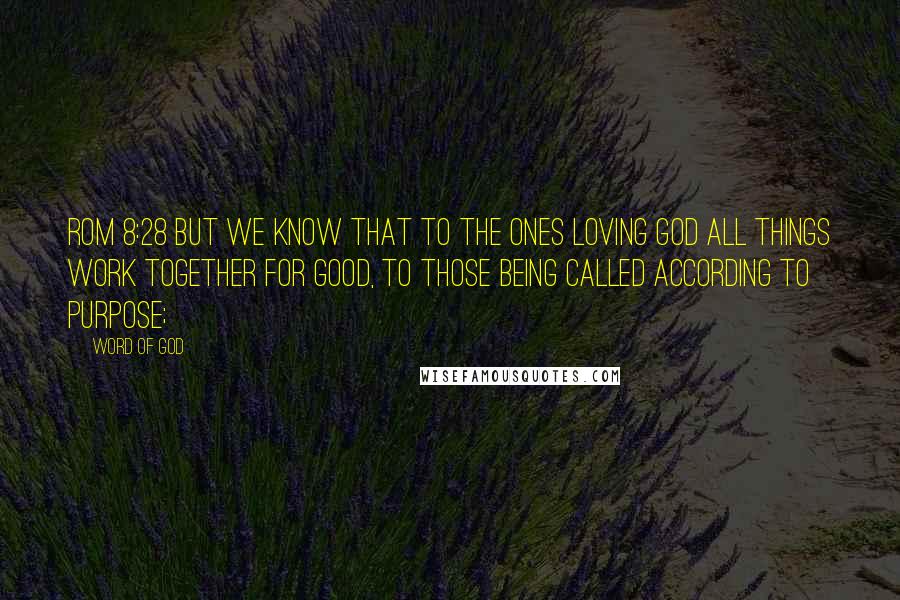 Word Of God Quotes: Rom 8:28 But we know that to the ones loving God all things work together for good, to those being called according to purpose;