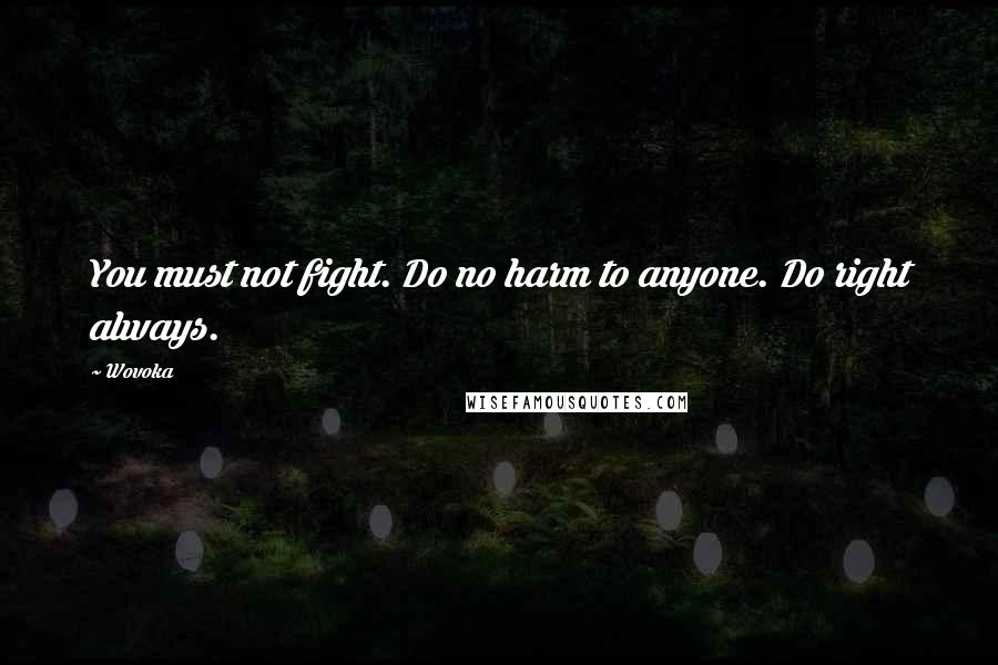Wovoka Quotes: You must not fight. Do no harm to anyone. Do right always.