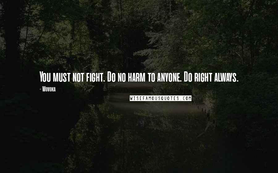 Wovoka Quotes: You must not fight. Do no harm to anyone. Do right always.